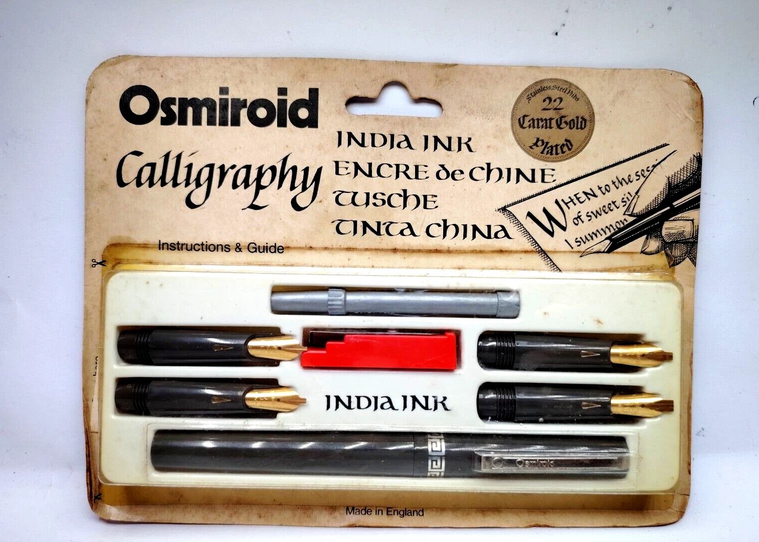 Osmiroid India Ink Calligraphy Set 22K Gold Plated